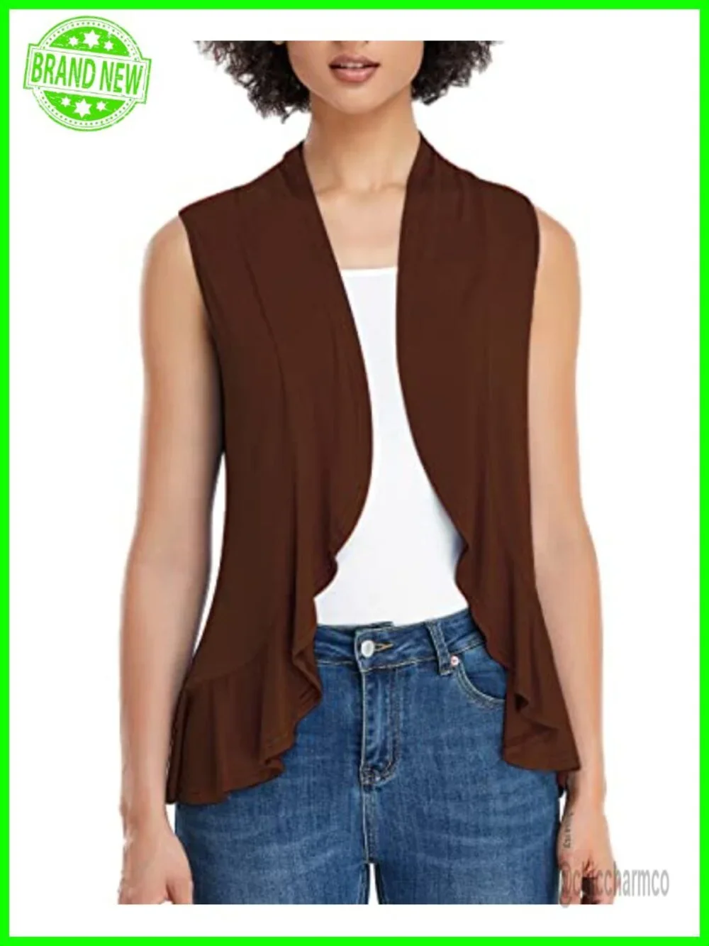 Sleeveless Cardigan Open Front Vest with Shawl Collar
